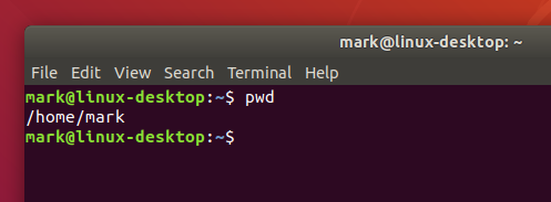 Result of running the pwd command