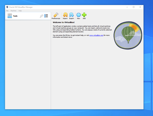 VirtualBox Manager Window0