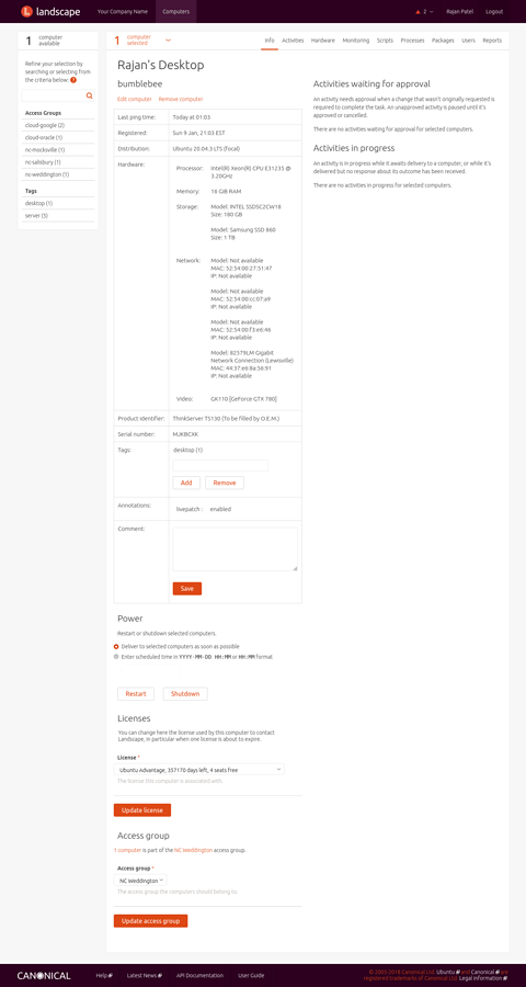 Annotations can be found in a table under the Info tab, in the Landscape dashboard
